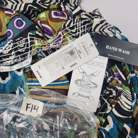 NWT Peter Nygard palm green printed elastic waist full crinkle skirt Size XL - Picture 3 of 3